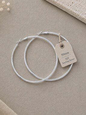 Sterling Silver hoop earrings 50mm